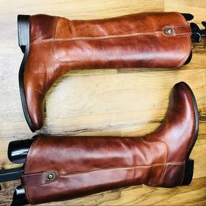Frye 'Melissa Button' Cognac Leather Riding boots
